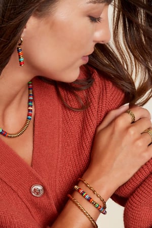 Bracelet avec perles plates - multi couleurs Multicouleur Acier inoxydable h5 Image3